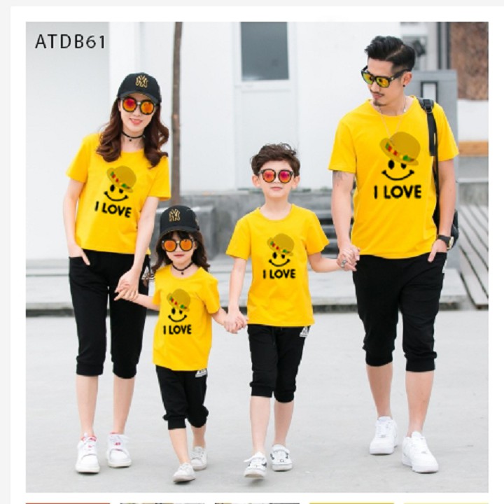 ÁO THUN ĐI BIỂN IN CHỮ I LOVE HỌA TIẾT MẶT CƯỜI ĐỦ MÀU ĐỦ SIZE - ATDB61