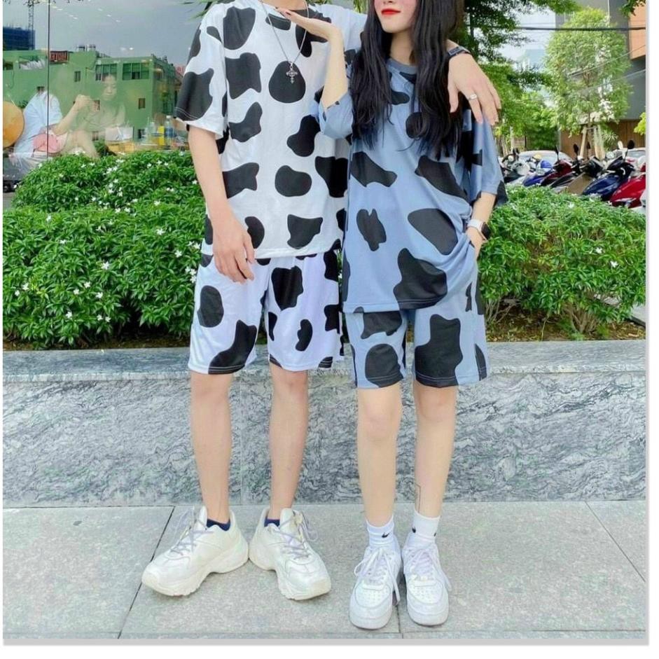 Set nguyên bộ bò sữa quần đùi áo thun ngắn tay chất thun cotton mềm mịn mát thời trang mùa hè, set đồ bộ mặc nhà