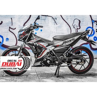 Tem Trùm Satria Raider FI Cá Mập Nhám Trắng Đen