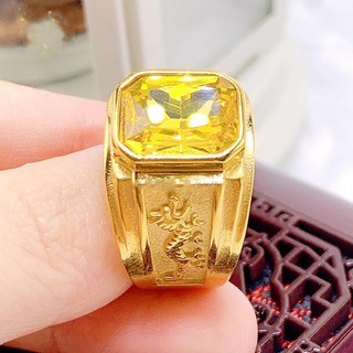 Nhẫn nam titan khắc rồng mạ 18k đẳng cấp không đen không phai màu ( Vàng)