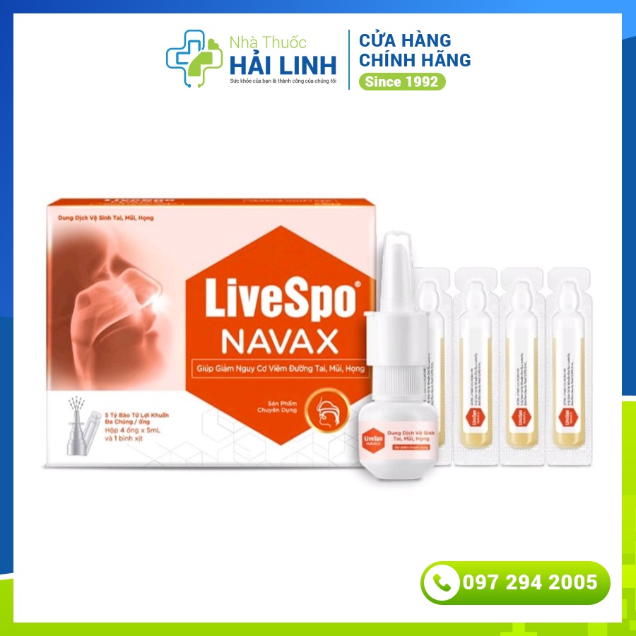 Nước muối sinh lý bào tử lợi khuẩn Livespo Navax ⚡ Nhà thuốc Hải Linh ⚡ Chuyên dụng, vệ sinh, phòng bệnh tai mũi họng