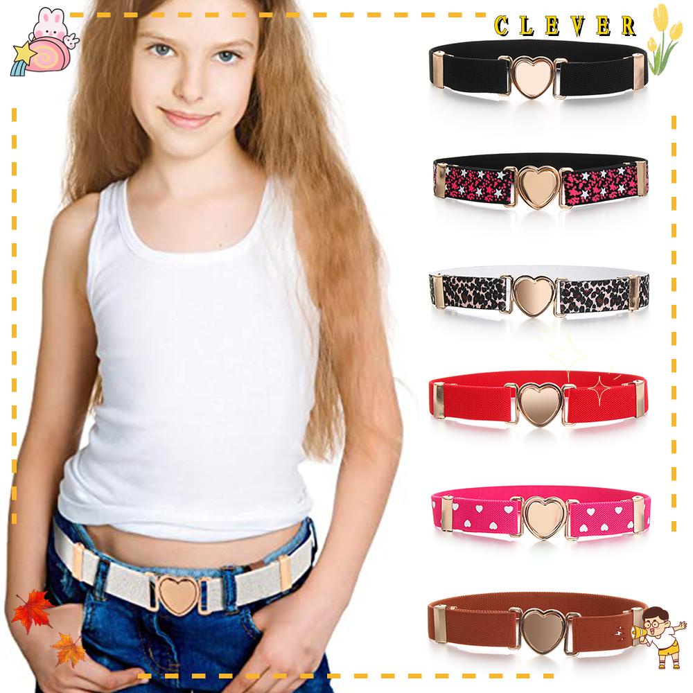 CLEVER Fashion Waist Belt Teen Dresses Elastic Belts Heart Belt Elastic Stretch Adjustable Kids Girls