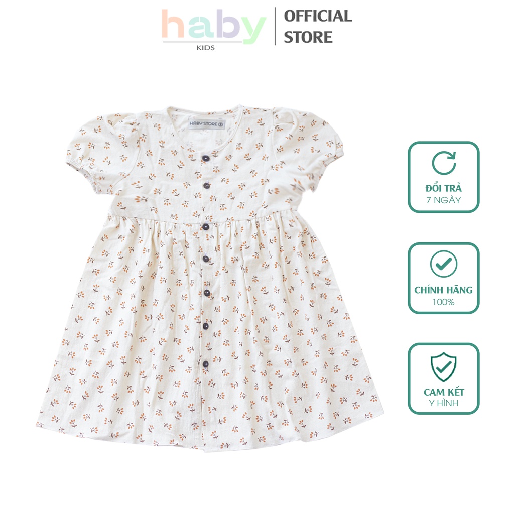 Váy bé gái chất thô đũi siêu mát in lá nguyệt quế cam HABY KIDS