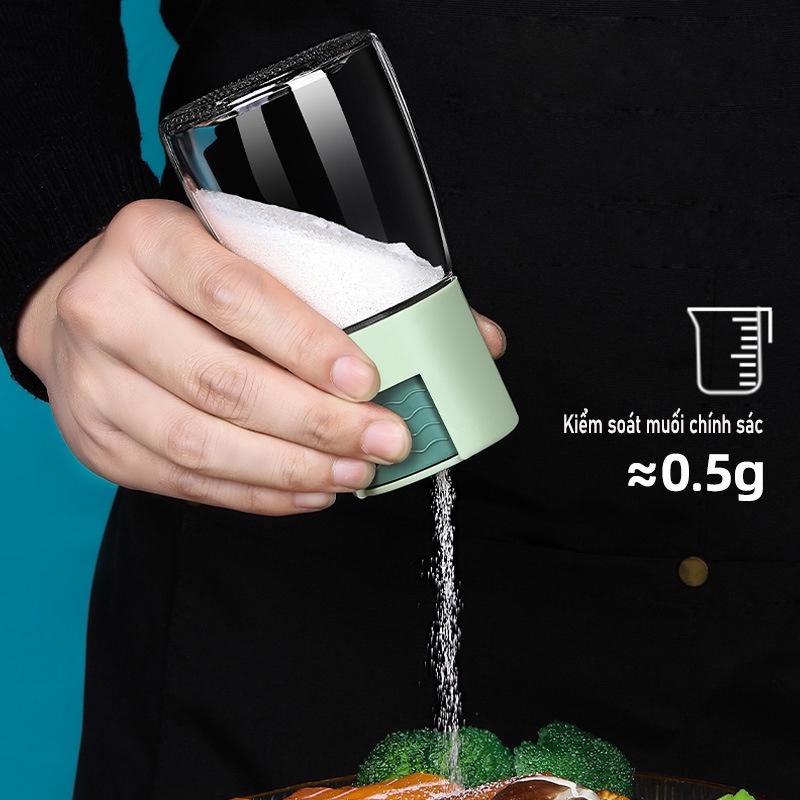 Hũ Đựng Gia Vị Thủy Tinh Nhà Bếp Bấm Nút Định Lượng, Lọ Đựng Gia Vị Thông Minh