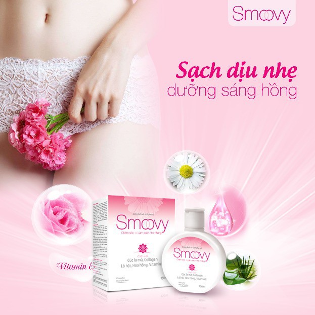 Smoovy Dung dịch vệ sinh phụ nữ không xà phòng – Giúp thơm hồng, hết khô hạn âm đạo(chai 150ml)