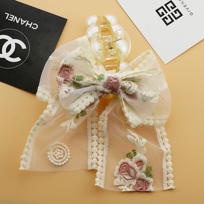 Kẹp Tóc Hình Nơ Đính Ngọc Trai Thời Trang Hàn Quốc Cho Nữ