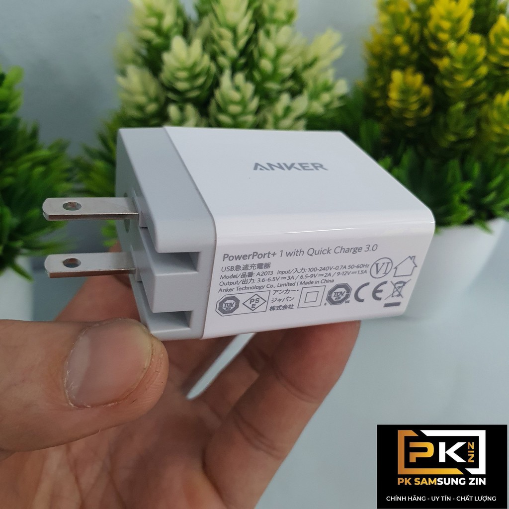 Củ Sạc Anker 1 Cổng 18w, Quick Charge 3.0 (có PowerIQ) - [PowerPort+ 1] - A2013, Nobox, Cam Kết Chính Hãng Anker