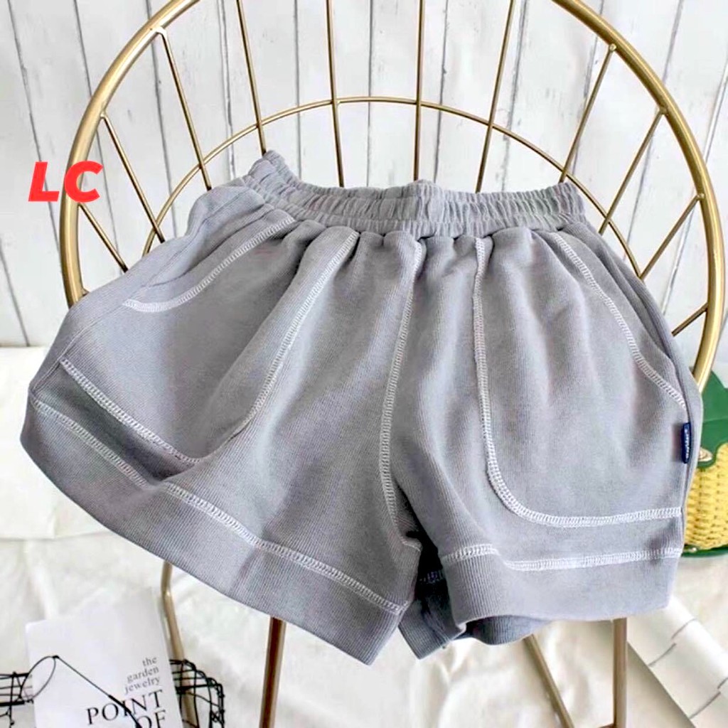 Quần Short Chỉ Nổi PEONYB Nữ [FREESHIP] 🌸 Shorts đùi chạy viền dáng suông, thun trơn màu ĐEN | TRẮNG | XÁM Ulzzang 🌸