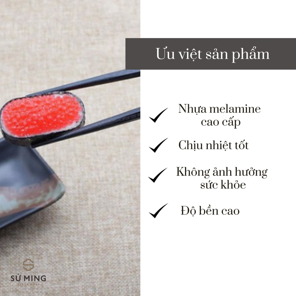 Vỉ 10 Đôi Đũa Đen Nhựa Melamine Cao Cấp Dùng Trong Nhà Hàng, Quán Ăn