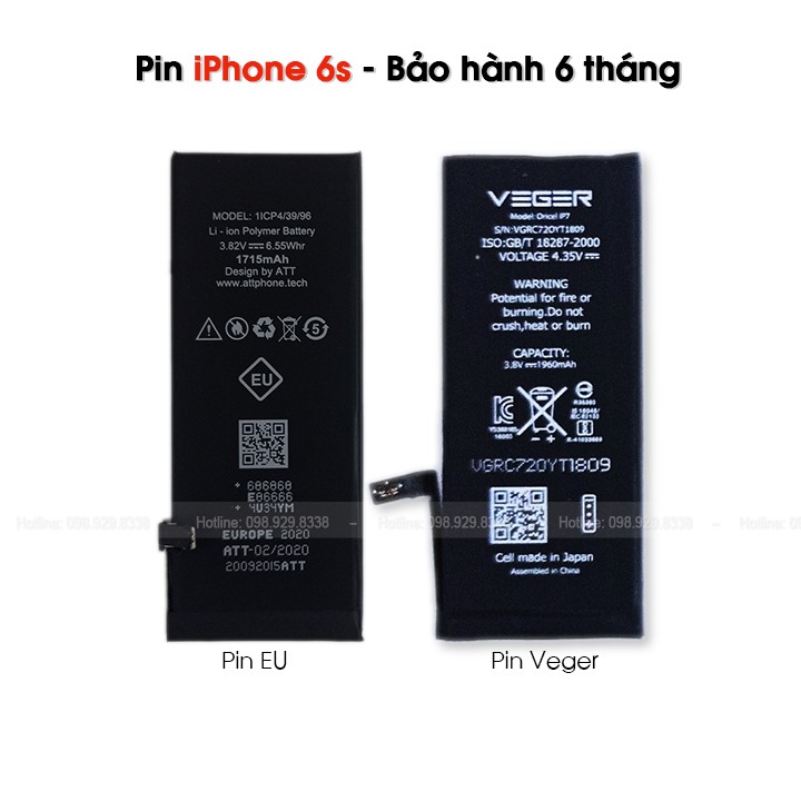 Pin iPhone 6S - Pin Zin chính hãng thay thế cho điện thoại iPhone 6S (EU & Veger) - Bảo Hành 6 Tháng