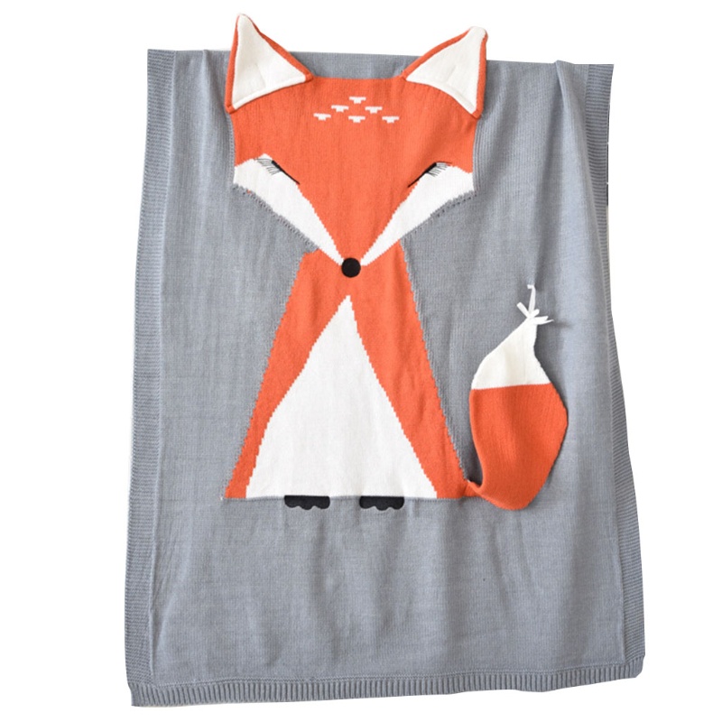 Chăn Mềm Cỡ Lớn In Họa Tiết Động Vật Màu Xám / Lig Dễ Thương Cho Bé