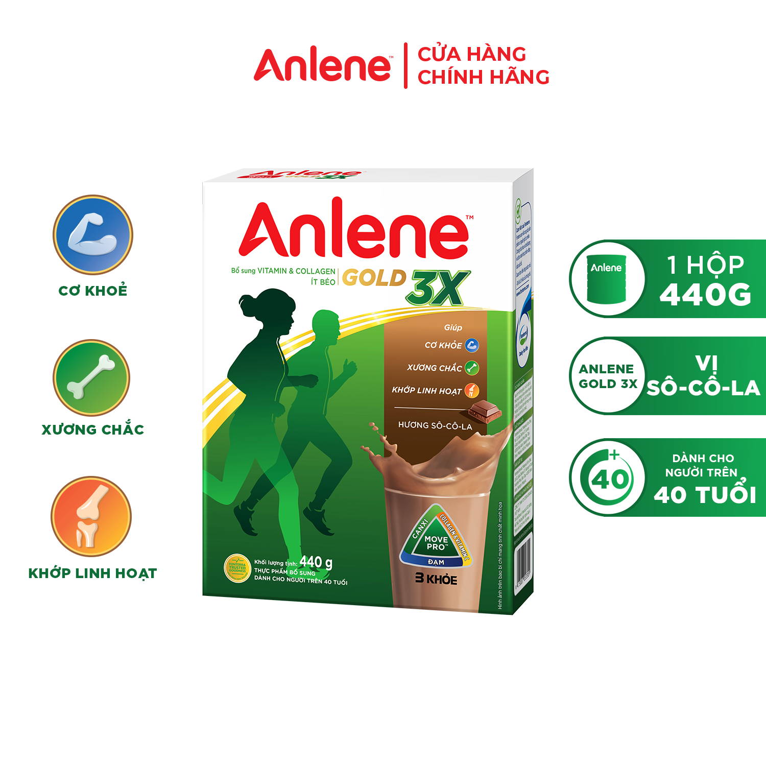 Sữa bột Anlene Gold Movepro Hộp 440g chocolate