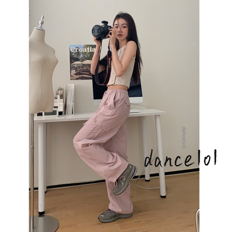Quần Dài Lưng Cao Màu Trơn Khiêu Vũ1O1-Y2k Thời Trang Xuân Thu Cho Nữ