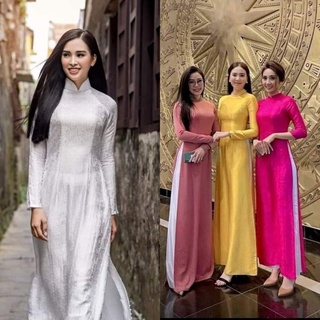 Áo dài gấm tơ sang chảnh, kèm ảnh thật