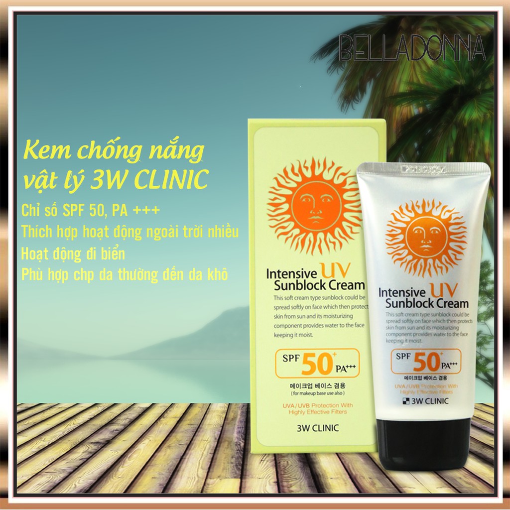 [CHÍNH HÃNG] Kem Chống Nắng 3w Clinic Intensive Uv Sunblock Cream Spf 50 Pa+++ 70ml | BigBuy360 - bigbuy360.vn