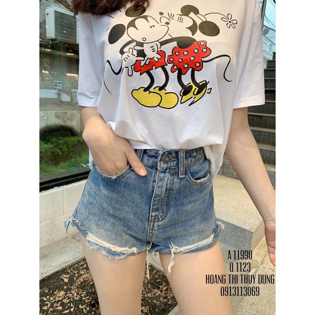 QJ378 - Quần Short Jeans Rách Lai