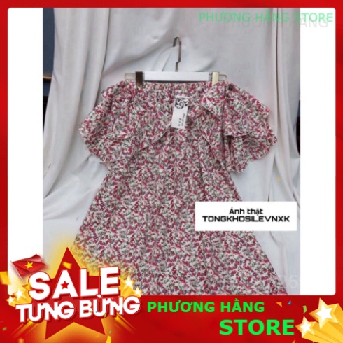 VÁY HOA NHÍ CÁNH TIÊN TRỄ VAI - ĐẦM SUÔNG HOA HỒNG CỔ TRÒN MẶC 2 KIỂU VAI BÈO CHUN TAY LỠ LOE - PH💎👑