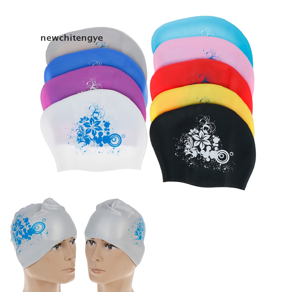 1 Nón Bơi Silicone Họa Tiết Hoa 9 Màu Cho Nữ