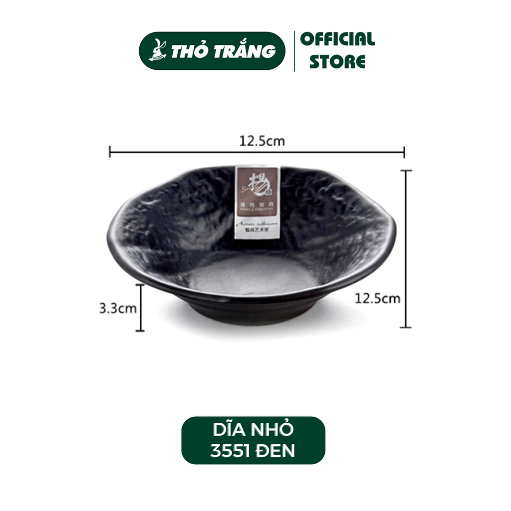 Dĩa nhỏ để khai vị đựng kim chi màu đen 3551