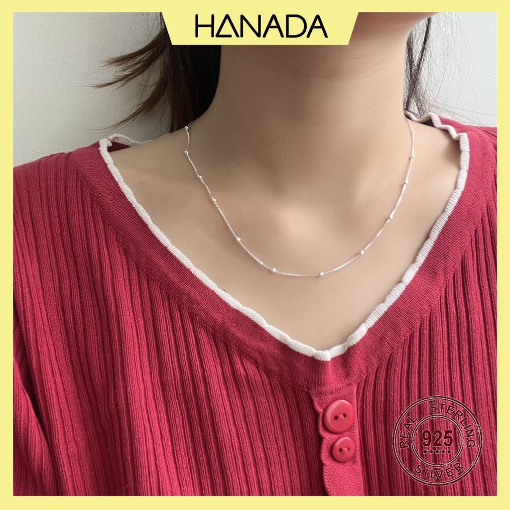 Dây Chuyền Trơn Bạc Hanad 8 Phân Kiểu Dáng Cách Điệu Vòng Cổ Bi Tròn Trơn Đơn Giản