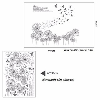 decal dán tường hoa bồ công anh