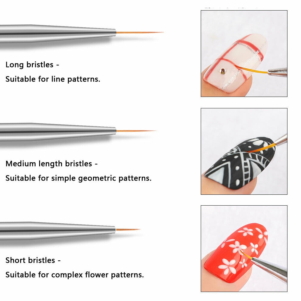 Bộ 3 cọ vẽ móng tay làm đẹp mới 7 / 9 / 11mm