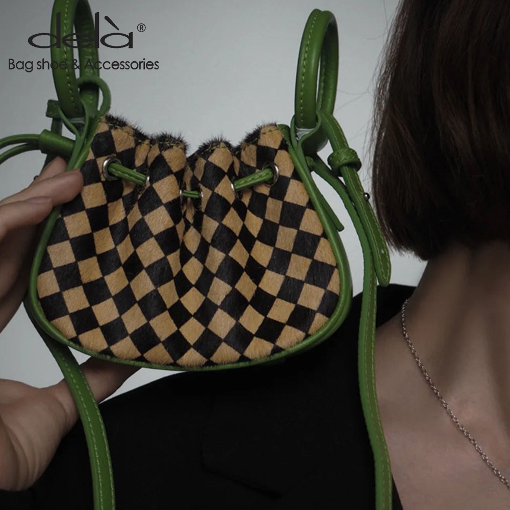 Dela Túi Đeo Chéo mini Họa Tiết Kẻ Sọc Thời Trang Thu Đông 2022 Mới Cho Nữ