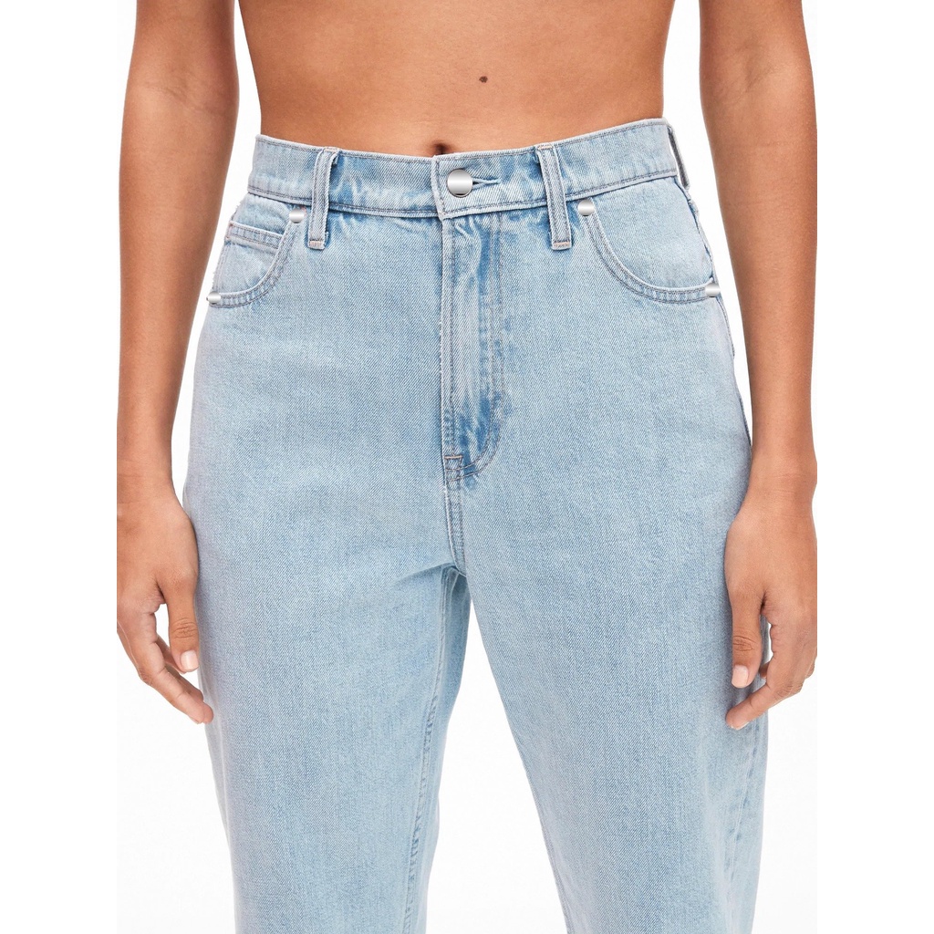 Quần Mom Jeans Nữ Lưng Cao Màu Xanh Sáng M-01