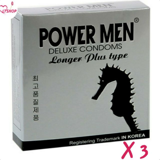 3 h Bao Cao Su  chống xuất tinh sớm power men longger plus type 3c /hộp