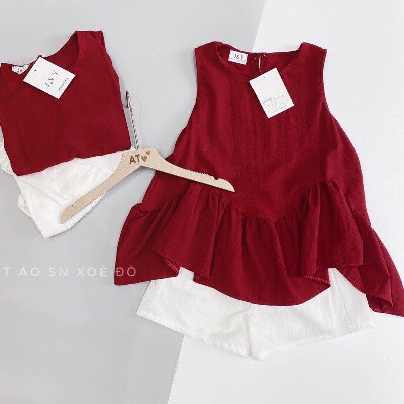 (Bỏ sỉ) Set bộ đỏ bèo+ quần trắng, xinh xắn, bao đẹp, hit hot mã TF22032205