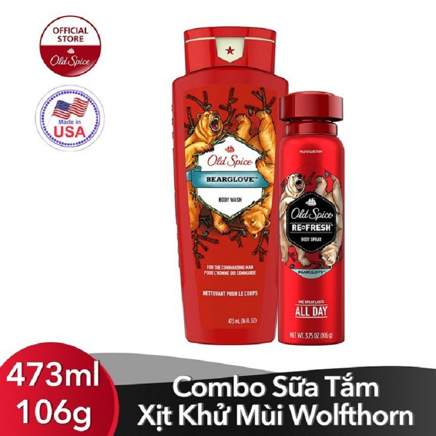 [Chính hãng] Sữa tắm Old Spice Bearglove Body wash 473 ml - Hàng USA