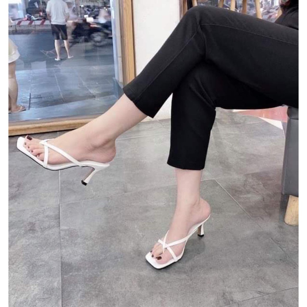 Guốc quai mảnh xỏ ngón chéo cao 7cm-A114