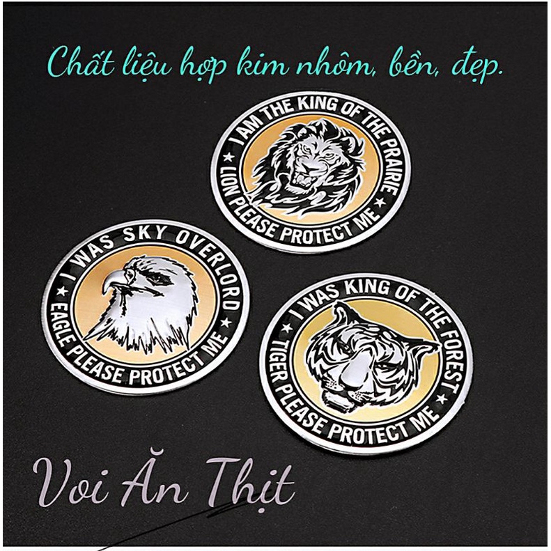 Tem nhôm dán xe hình hổ, sư tử, đại bàng chất lượng cao. Logo hổ, logo sư tử, logo đại bàng hợp kim nhôm dán xe.