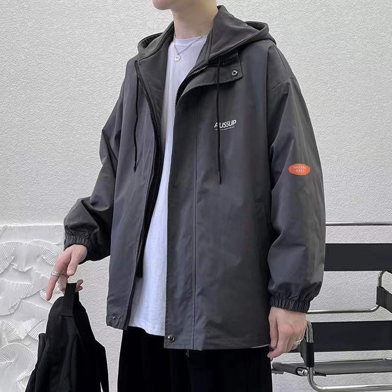 Áo khoác nam bomber hàn quốc Áo Khoác Áo Khoác Hoodie Giả Hai Lớp Dáng Rộng Thời Trang Xuân Thu 2022 Dễ Phối Đồ Cho Nam