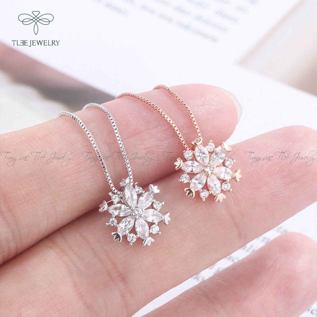 Dây chuyền bạc nữ TLEE mặt hoa tuyết nạm đá lấp lánh NCJ D0103