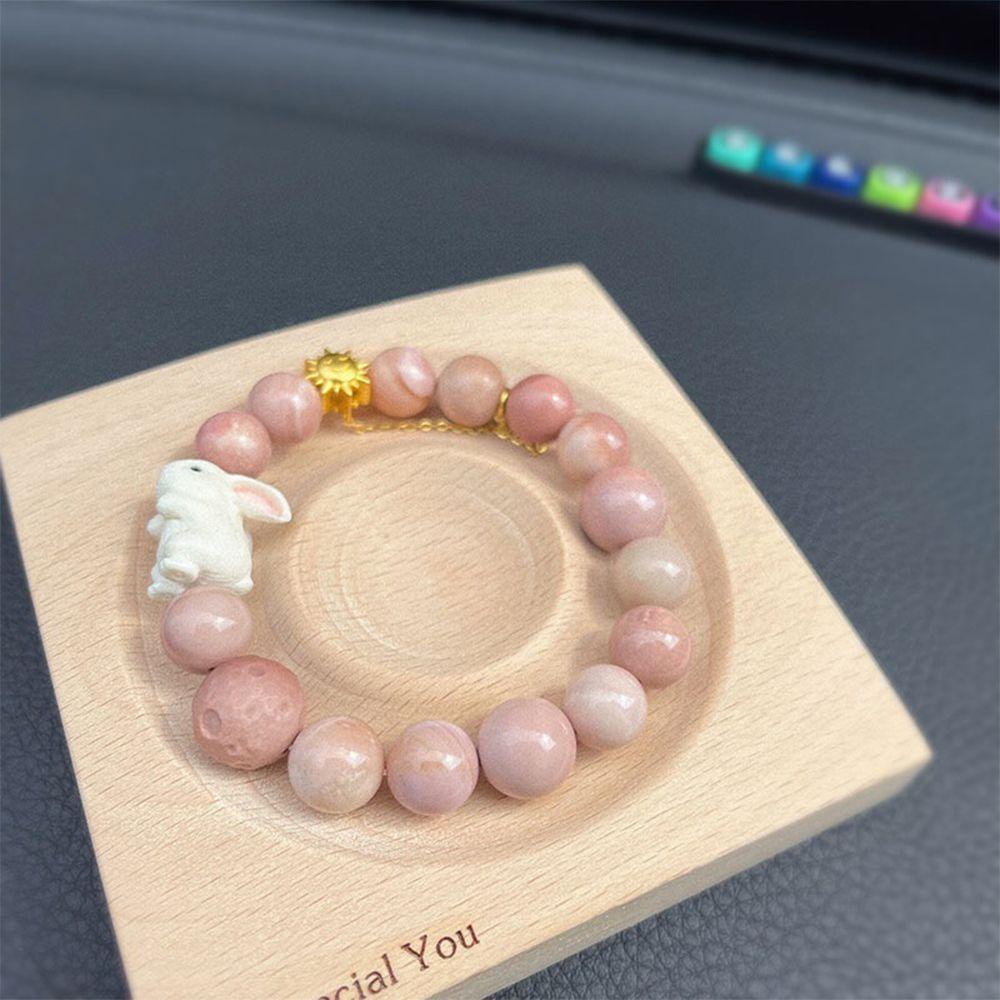 Vòng Đeo Tay Hạt Thủy Tinh Hình Dấu Chân Thỏ Dễ Thương Dành Cho Nữ