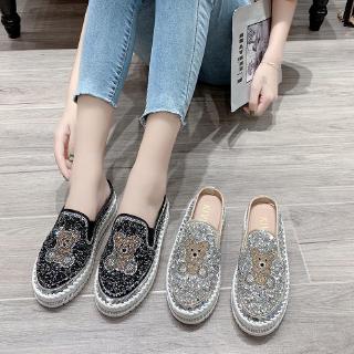 Dép Bít Mũi Đính Đá Lấp Lánh Thời Trang Cho Nữ