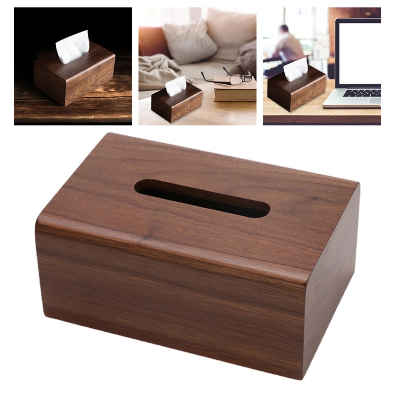 Hộp Đựng Khăn Giấy Bằng Gỗ Óc Chó Có Nắp Đậy Sang Trọng Có Thể Tháo Rời Cho Bàn Cà Phê Phòng Khách
