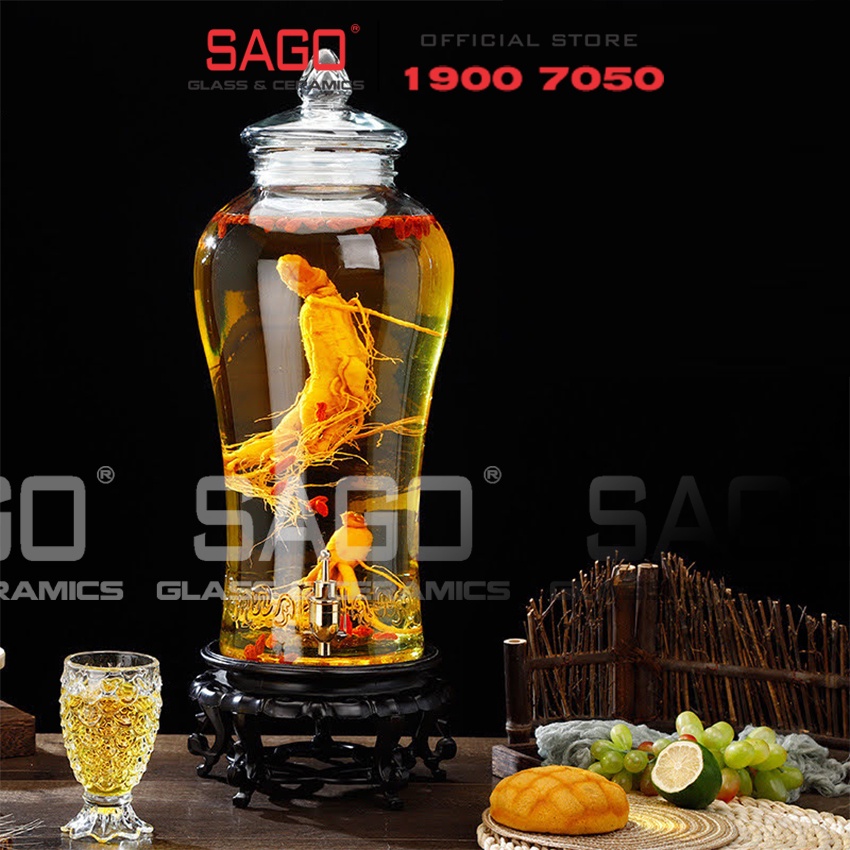 Bình Thủy Tinh Ngâm Rượu Chân Mây Nắp Thủy Tinh 6 Lít , 10 Lít , 15 Lít | Tùy Chọn Dung Tích