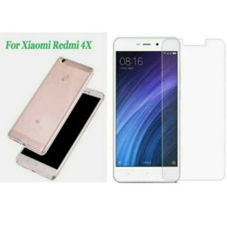 Bộ Ốp Lưng Xiaomi Redmi 4X silicon dẻo trong + Kính cường lực
