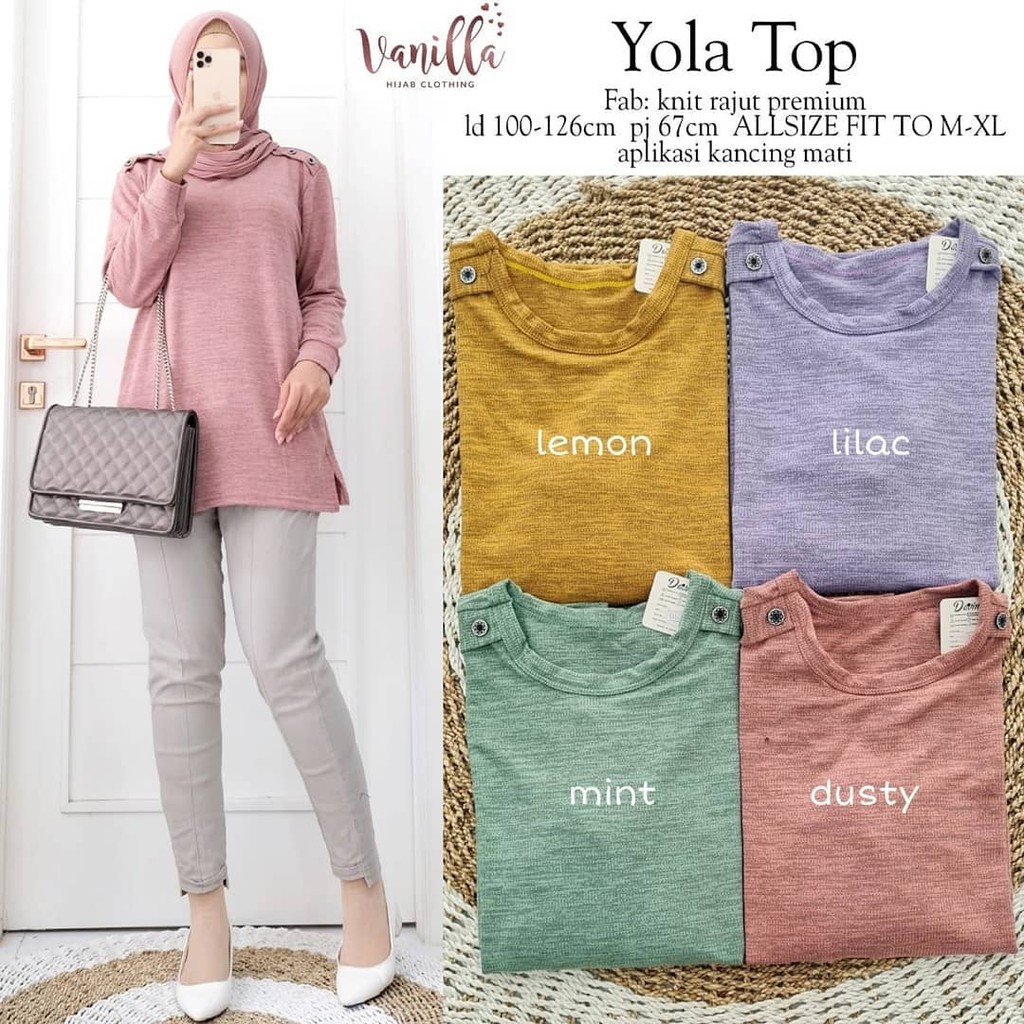 Áo dệt kim cao cấp Yola Top đạo Hồi cho nữ giới Vanilla Hijab Solo