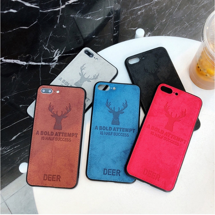 Soft TPU edge Canvas Embossed Deer Phone Case For Iphone X XR 7plus 8 | BigBuy360 - bigbuy360.vn
