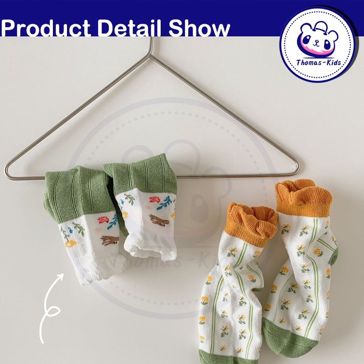 1-12 Tuổi 5 Đôi Vớ Cotton Thoáng Khí Kháng Khuẩn In Họa Tiết Hoa Hoạt Hình An Toàn Cho Bé