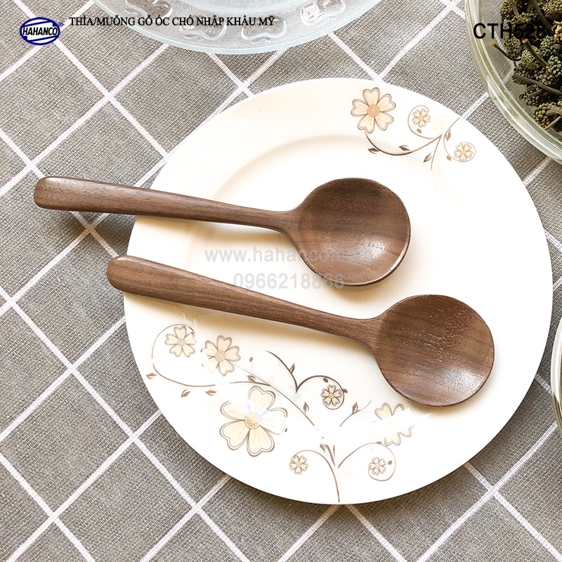 Thìa cafe đầu tròn gỗ Óc Chó (13,5cm) Xúc trà, gia vị, decor trang trí - CTH528