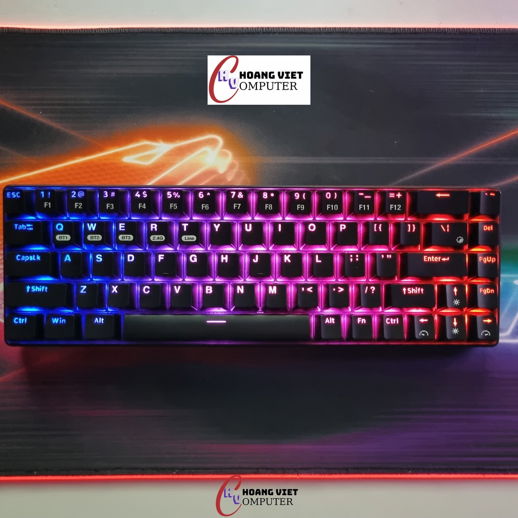 Bàn phím cơ không dây RF68 RGB rất đẹp - Bluetooth 5.0 | Wireless 2.4G | Dây type C
