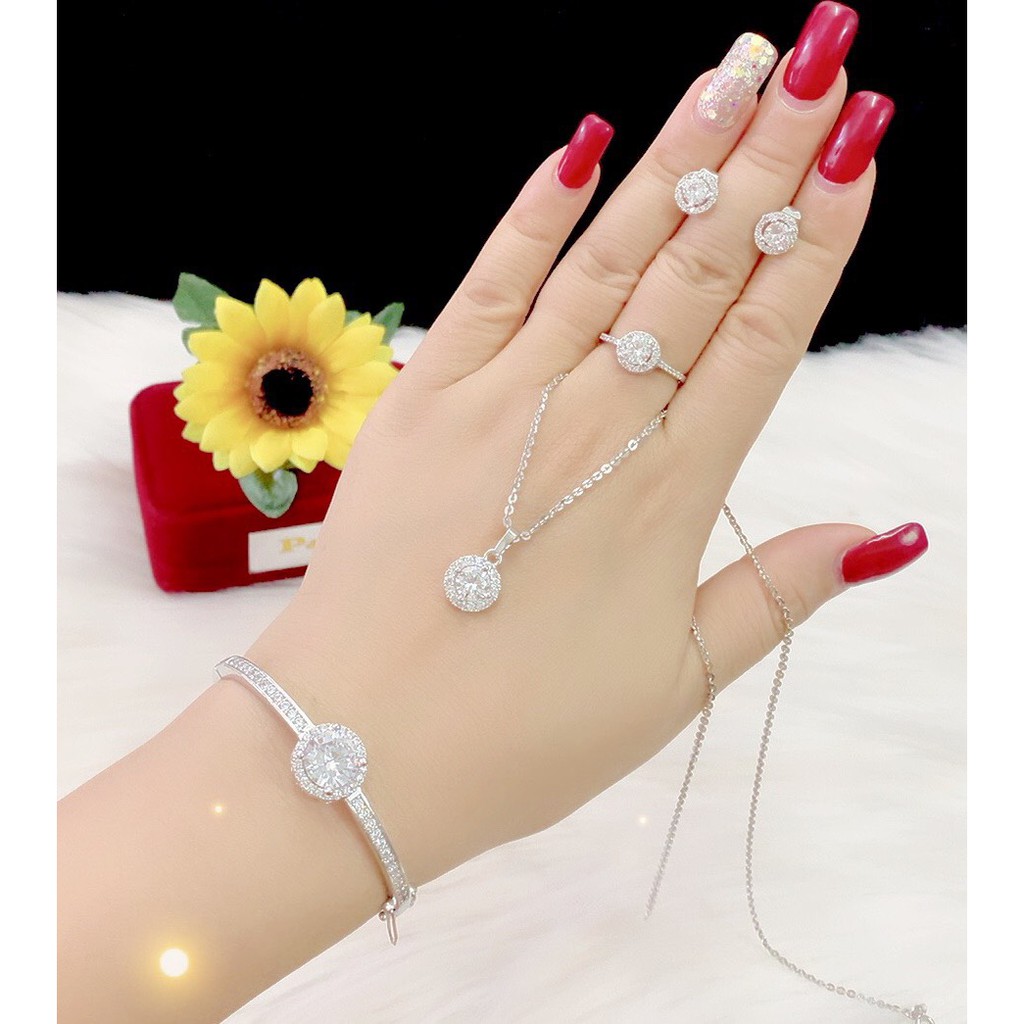 Bộ trang sức 4 món mạ bạch kim cao cấp EKP841C