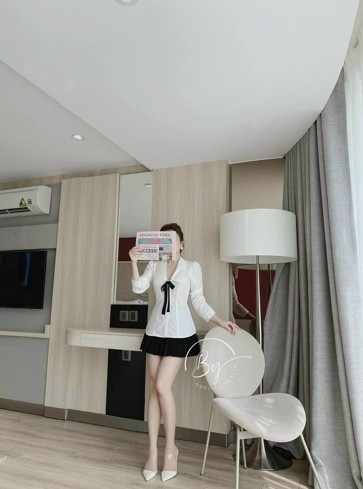 Áo sơ mi công sở nữ đẹp kiểu Hàn Quốc form ôm tay dài cổ nơ sexy