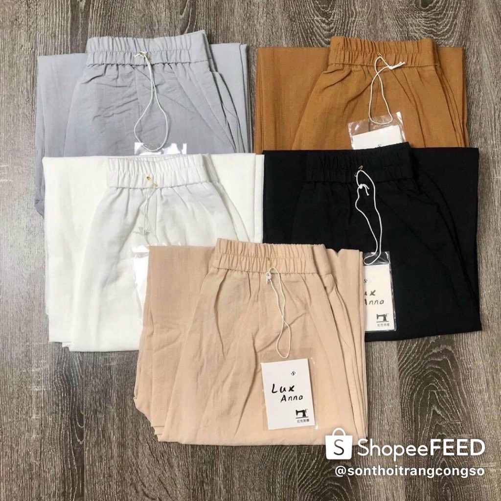 Quần suông đũi ống rộng dáng lửng chun sau khóa trước | BigBuy360 - bigbuy360.vn