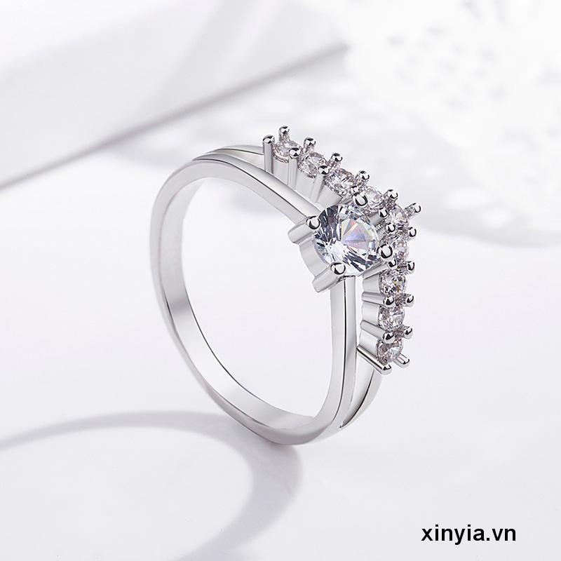 Nhẫn Hợp Kim Đính Đá Zircon Đơn Giản Cho Nữ