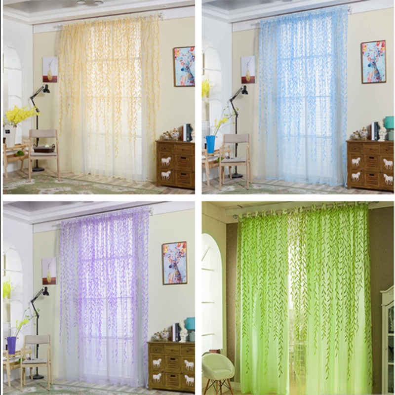 Rèm Cửa Sổ Họa Tiết Dây Lá Trang Trí Nhà Ở